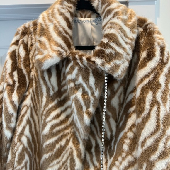 Gorsuch faux brown zebra fur long coat 14/XL - Picture 9 of 12